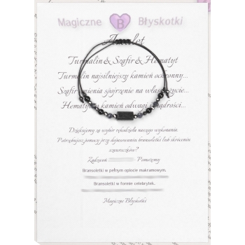 Bransoletka celebrytka czarny TURMALIN SZAFIR HEMATYT ochrona i optymizm